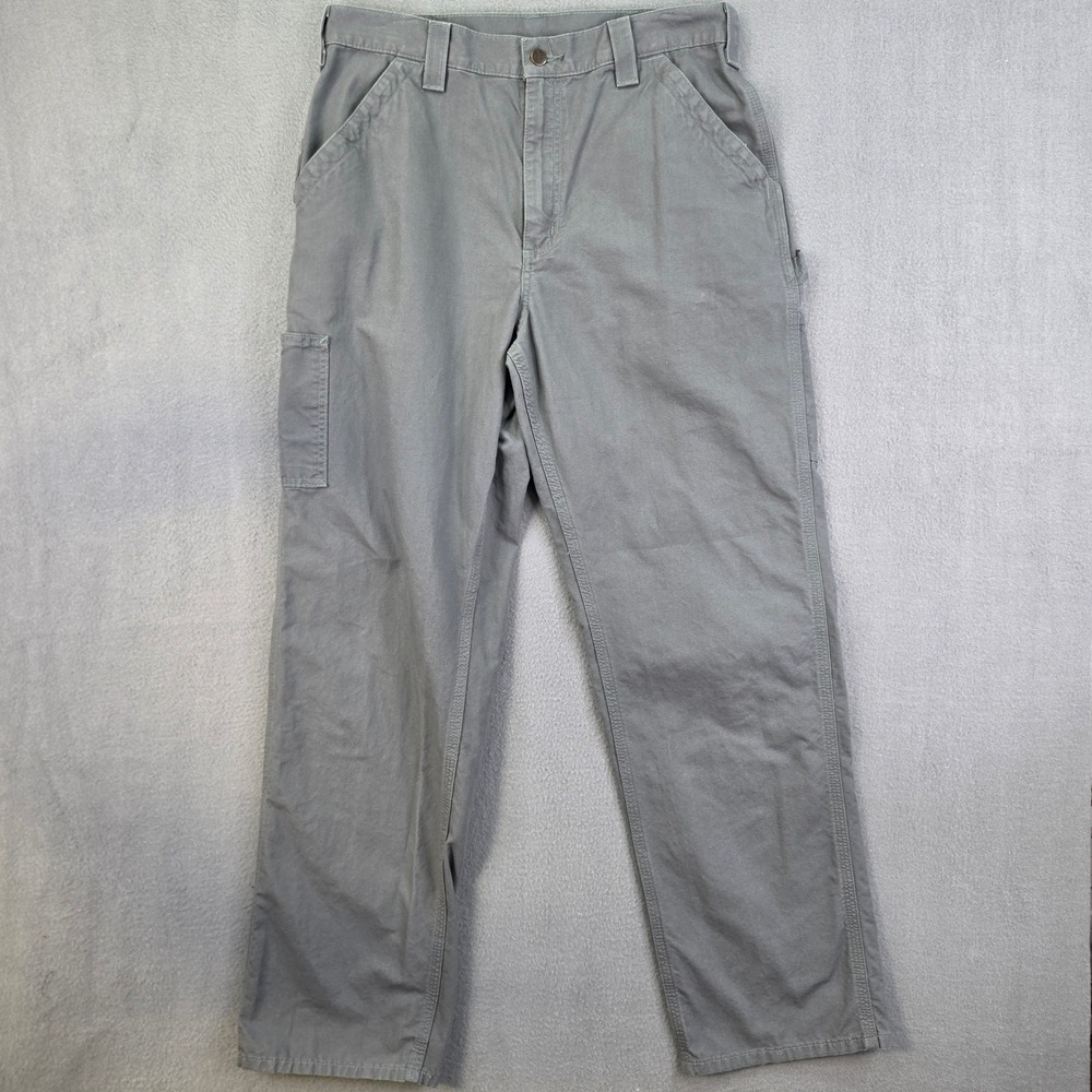 Carhartt Carpenter Pants Original Dungaree Gray 34x34 Canvas Workwear B151 FAT